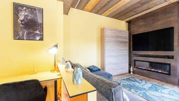 TV, fireplace, stereo