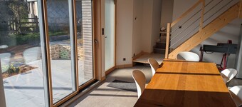 Renovated farmhouse with sauna, chalet atmosphere, in a quiet wooded setting.