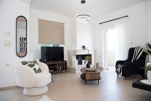 Smart TV, fireplace, video games, books