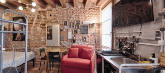 Historic housing in pedestrian square - Borgo Portello