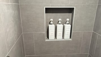 Hair dryer, towels, toilet paper