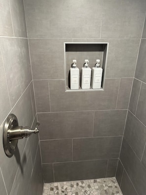 Hair dryer, towels, toilet paper