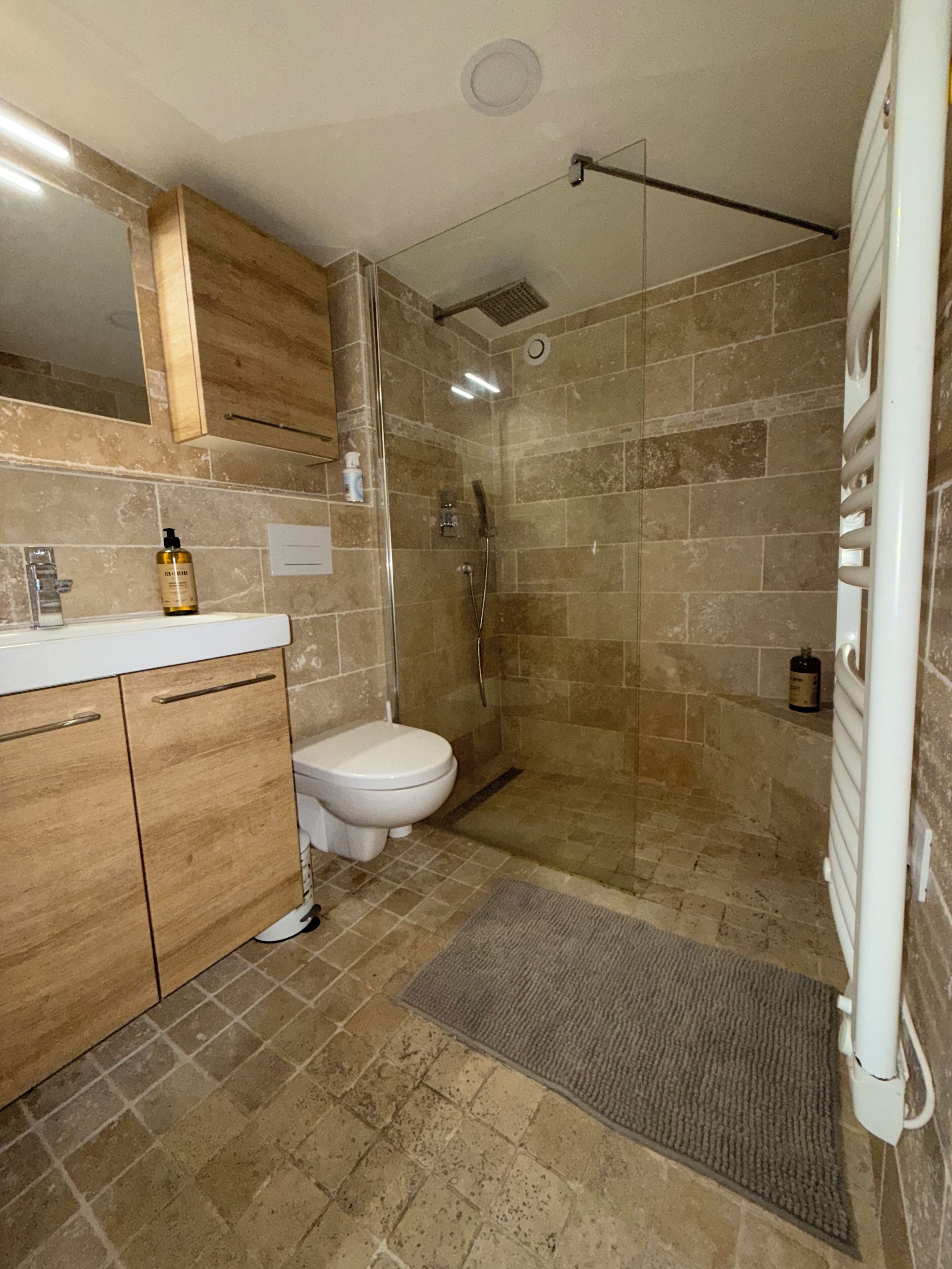 Douche, savon, shampoing, papier toilette