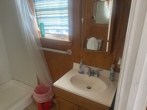 Douche, bidet, serviettes fournies, savon