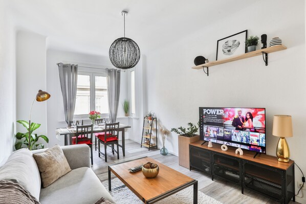Smart TV, books - Two-bedroom apartment with balcony and open rooftop views in Mulhouse (Mulhouse)