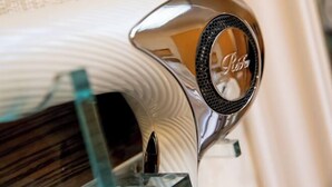 A metallic, reflective object with a circular design and the inscription 'Rsi' on it. - Hotel Fine Garden Kosei (Adult Only) (Konan)