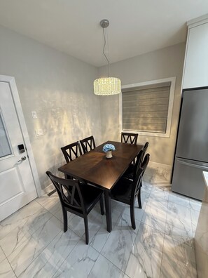 Dining - 
5 minutes to park 
house with deck BBQ custom fireplace 
each Room sound proof (Saskatoon)