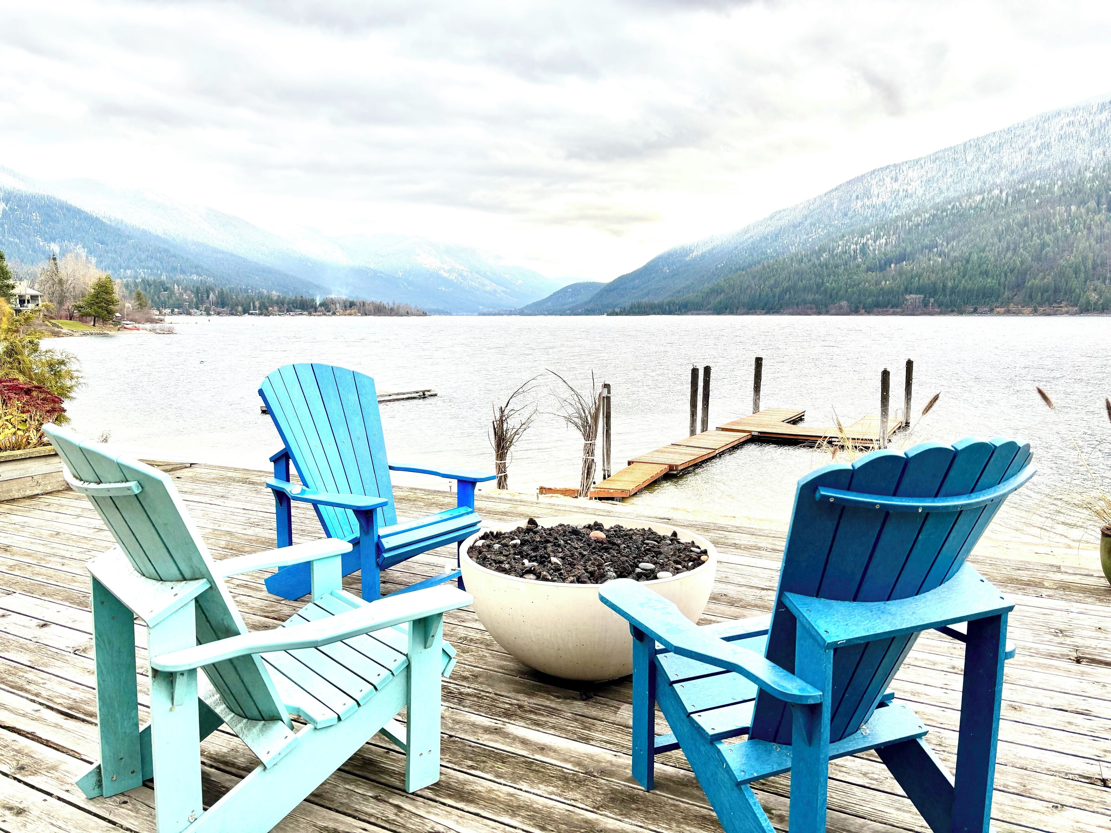 Relax, chill out, and enjoy the lakefront and mountain views on our large deck.