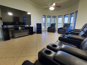 Smart TV, fireplace, video games