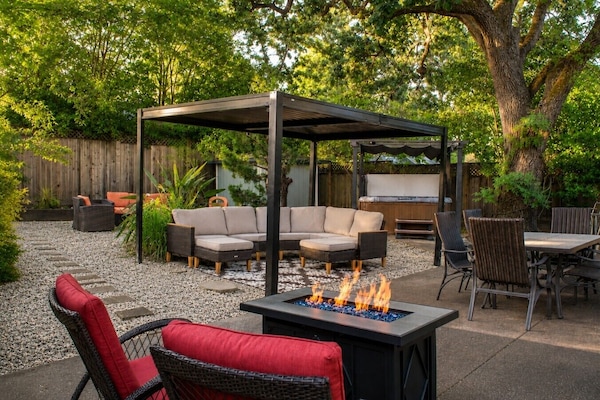 Outdoor Haven with Fire Pit, Hot Tub, Plenty Seating