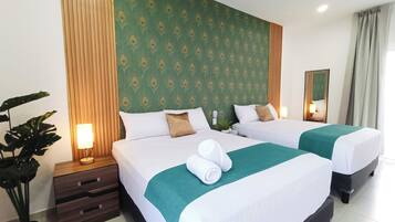 Hypo-allergenic bedding, down duvets, in-room safe, blackout curtains