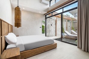 Deluxe-Villa, 1 King-Bett, eigener Pool, Poolblick | 1 Schlafzimmer, hochwertige Bettwaren, kostenloses WLAN, Bettwäsche