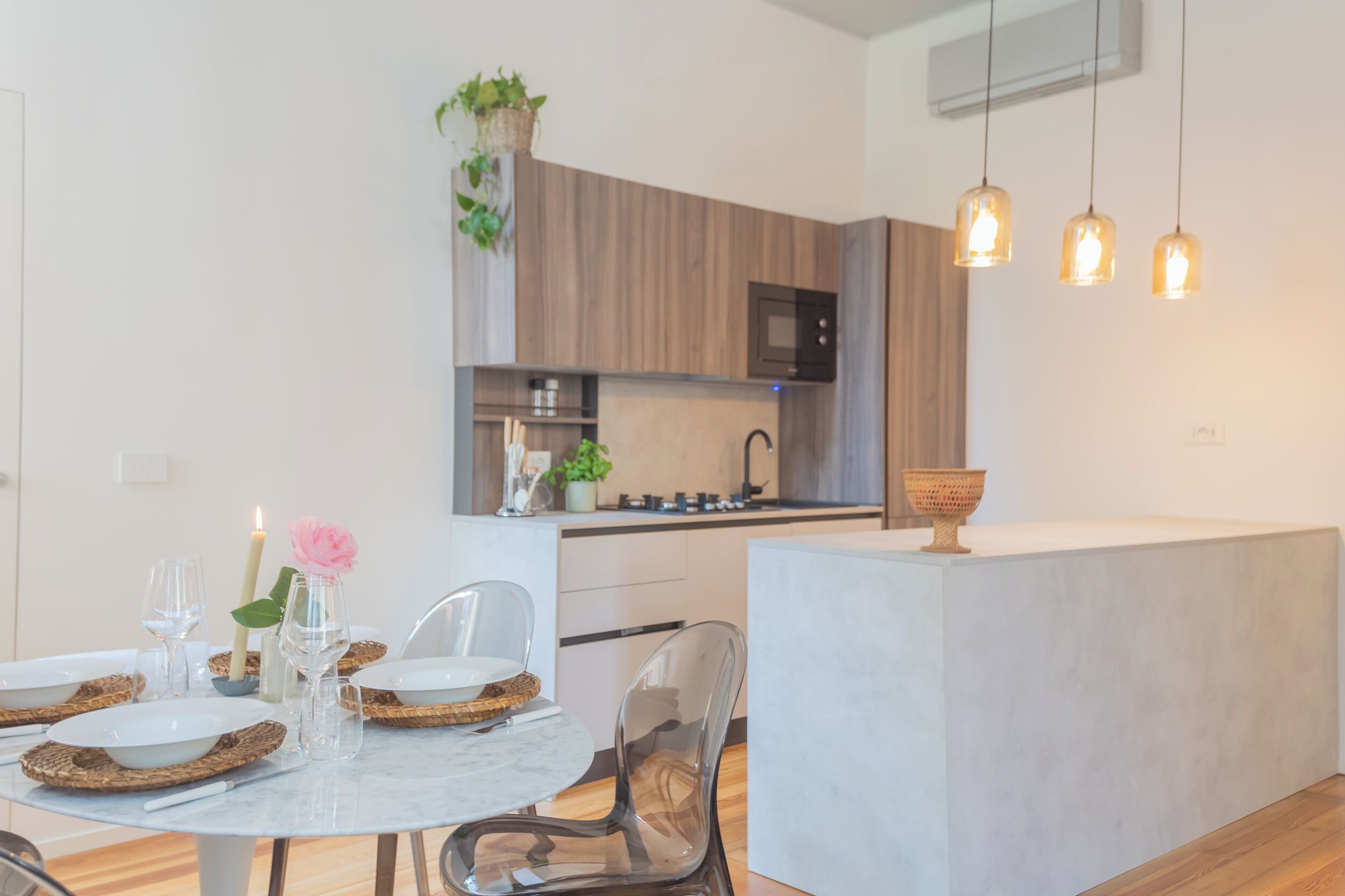 อพาร์ทเมนท์ (2 Bedrooms) | คร  ัวขนาดเล็กส่วนตัว | ไมโครเวฟ, เตาอบ, เครื่องชงกาแฟเอสเปรสโซ, กาต้มน้ำไฟฟ้า