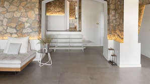 Deluxe Villa, Sea View | Living area | 55-inch flat-screen TV with digital channels - Constantin Villa By Halkidiki Villas (Kassandra)