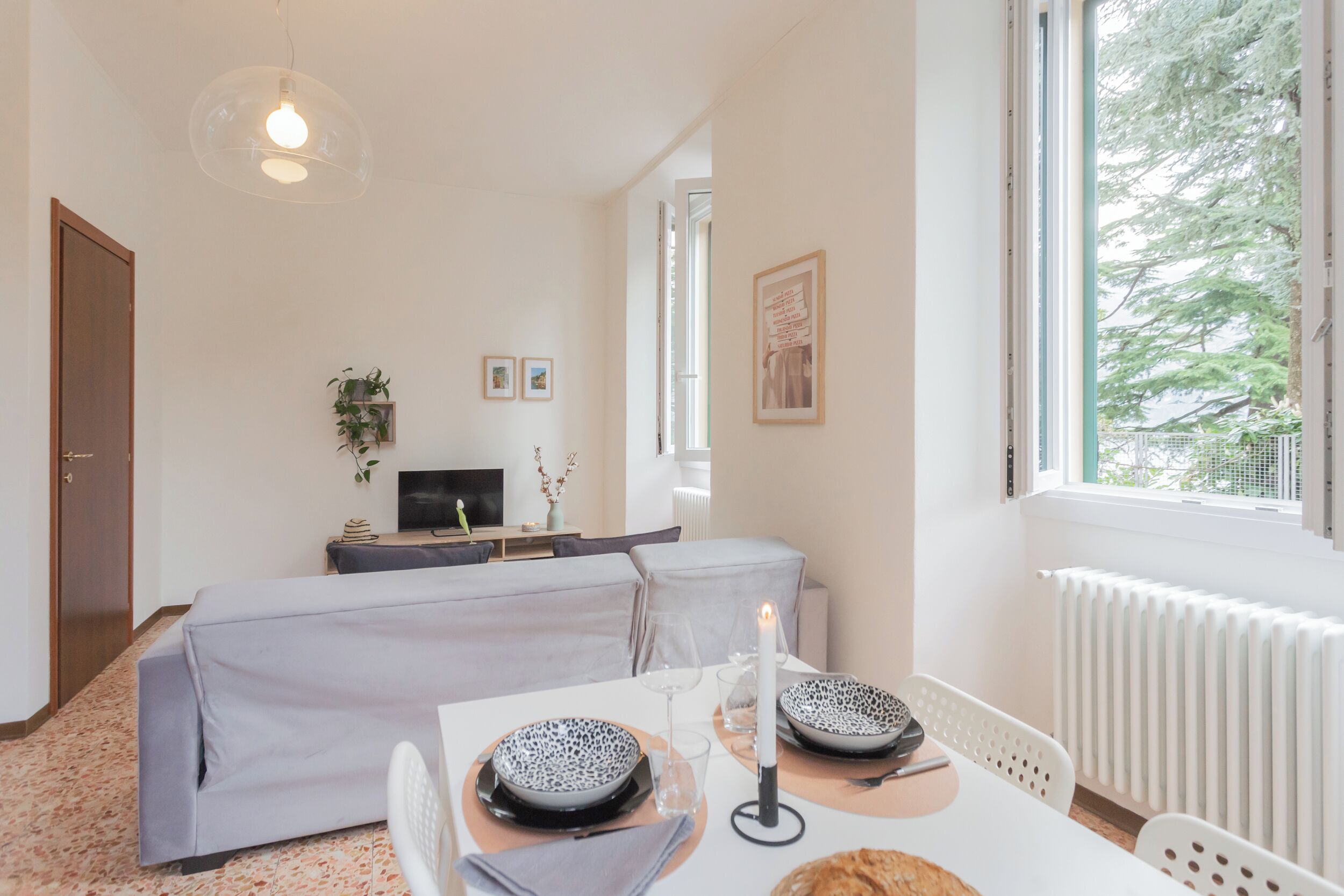 Apartment (1 Bedroom) | Living area | 32-inch flat-screen TV with cable channels