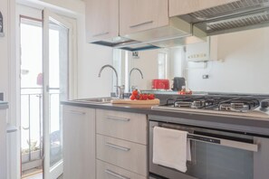 Apartment (1 Bedroom) | Private kitchenette | Oven, espresso maker, electric kettle, highchair