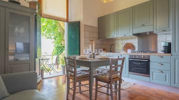 Departamento, 1 habitación (1 Bedroom) | Cocineta privada | Horno, cafetera de espresso, tetera eléctrica y periquera