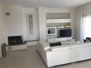 TV, fireplace