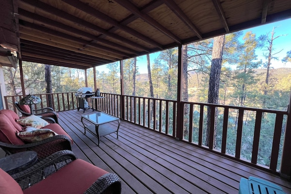 Sitting in the Ponderosa pines on the beautiful deck.  It's like living in a treehouse!  A family of deer frequent the area below the deck in the evenings.