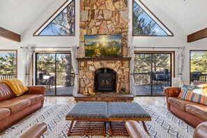 Smart TV, fireplace, video games, books