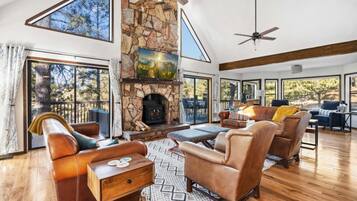 Smart TV, chimenea, videojuegos y libros