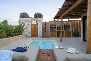 Design Villa, 2 Bedrooms, Private Pool, Mountain View | Terrace/patio - Pure Nature (Hersonissos)