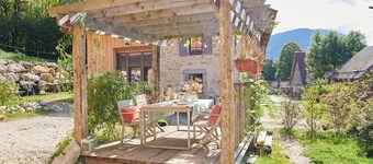 Former cowshed at the foot of Mont Colombier in Les Bauges at 920m