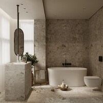Deluxe Studio Suite, Sea View | Bathroom | Hair dryer, slippers, heated floors, towels
