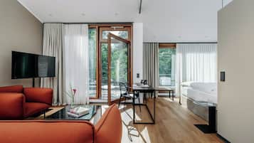 Suite Deluxe, 1 habitación | Ropa de cama de alta calidad y minibar