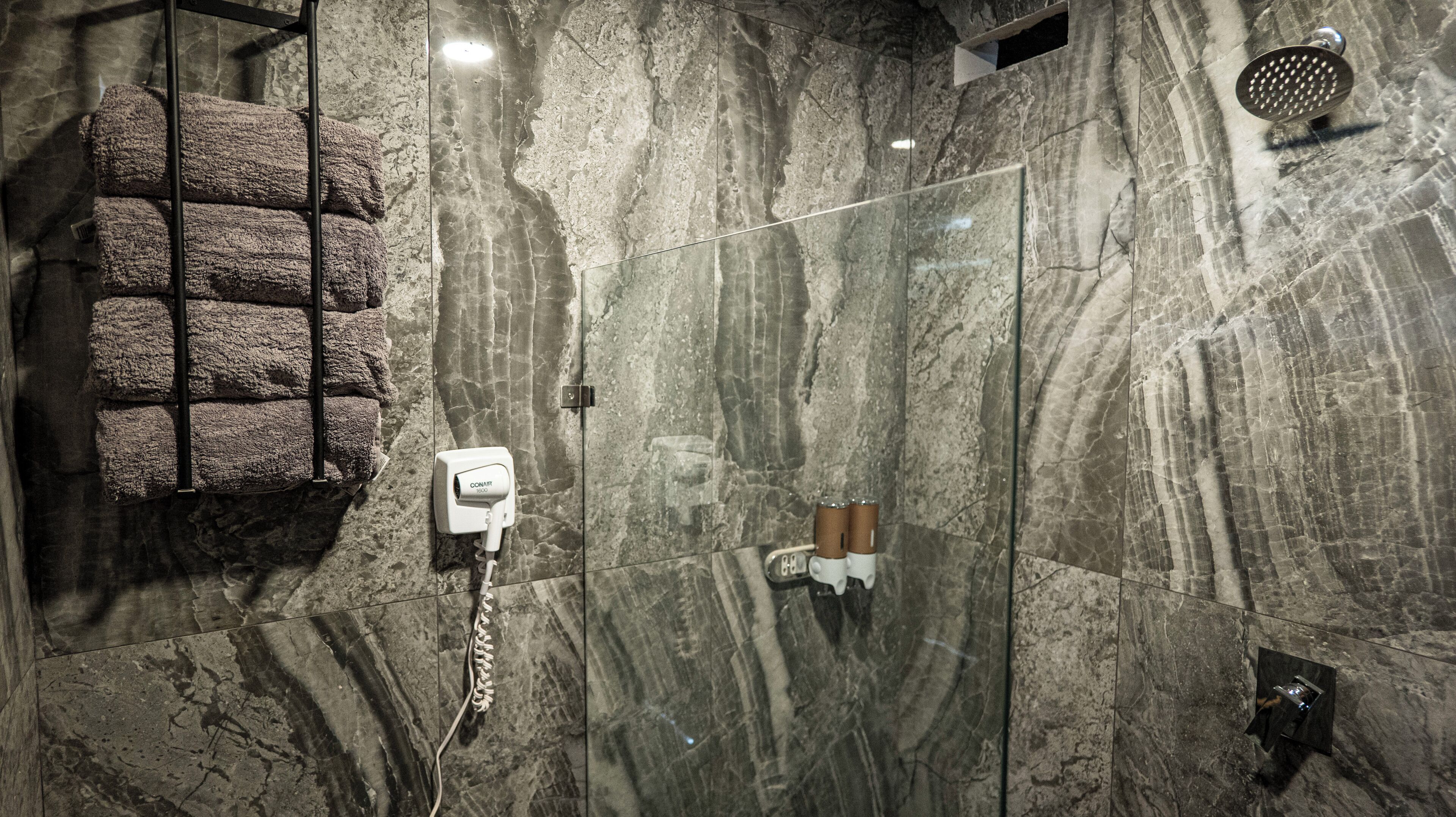 Free toiletries, hair dryer, soap, shampoo