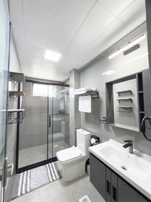 Family Apartment, 2 Bedrooms, Balcony, City View | Bathroom | Shower, free toiletries, hair dryer, soap