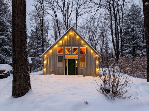 WildeWoods Cabin - pet-friendly, yard + gardens, gas fireplace + outdoor firepit