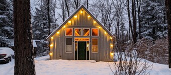 WildeWoods Cabin - pet-friendly, yard + gardens, gas fireplace + outdoor firepit