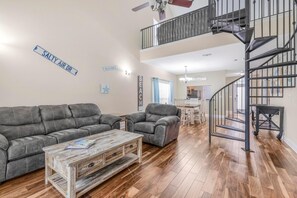 Casa geminada, várias camas (Coral Retreat) | Área de estar | TV