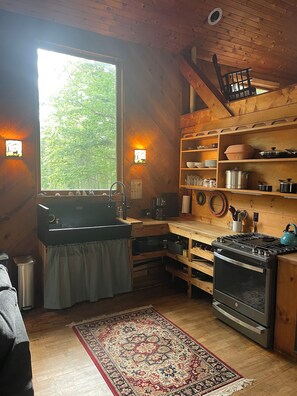 Fridge, microwave, oven, stovetop - Nature lovers retreat! Rustic cabin in the woods close to Ellsworth & Bar Harbor (Ellsworth)