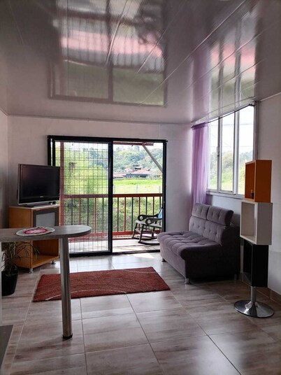 THE HOME OF LIGHT. Beautiful apartment away from the city, but 5 min. from it.