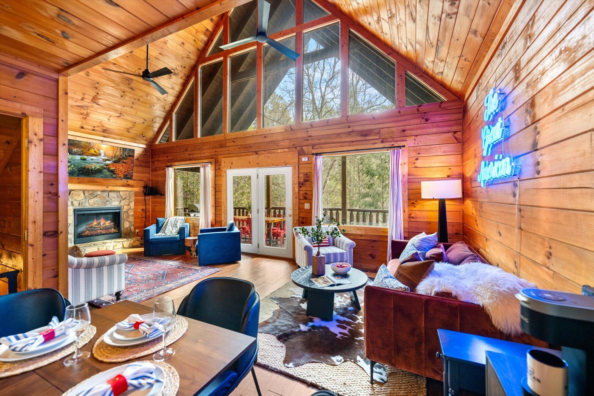 Smart TV, fireplace, video games, books