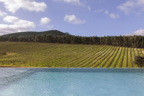 2 utendørsbassenger, bassengparasoller og solsenger