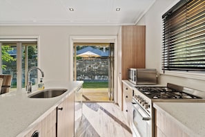 Fridge, microwave, dishwasher, toaster