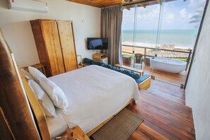 Deluxe-Doppelzimmer, Balkon, Strandblick | Terrasse/Patio