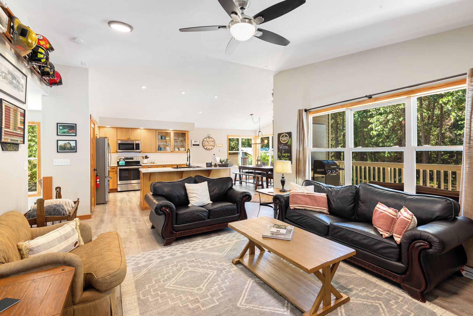 Smart TV, fireplace, DVD player, books