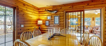 Waterfront Log Cabin Retreat with Private Boat Dock, Gas Grill, Fire pit & WIFI