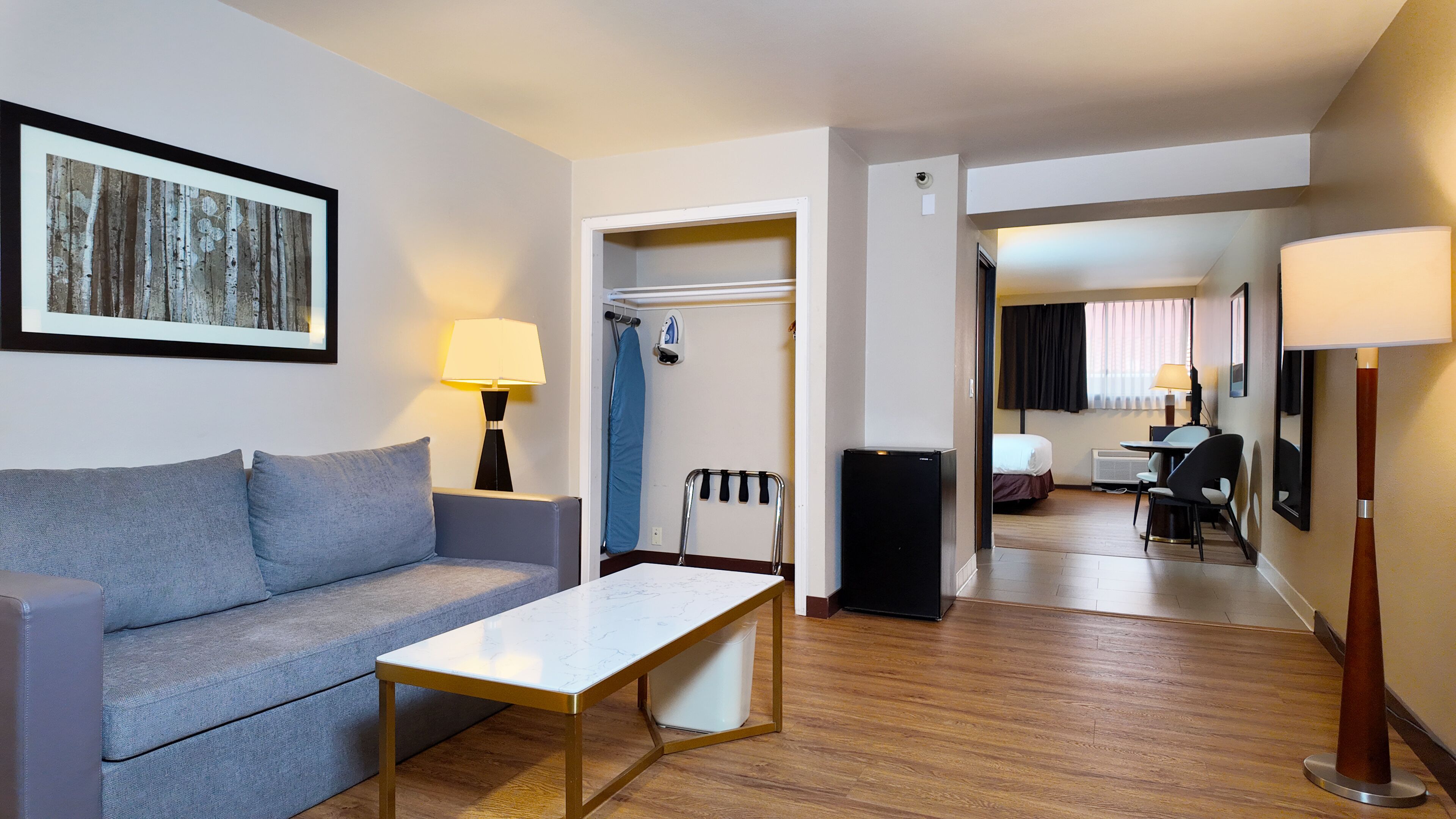 Suite estándar, 1 cama King size, regadera para personas con discapacidad | Área de sala de estar | Televisión de pantalla plana de 40 pulgadas con canales digitales 