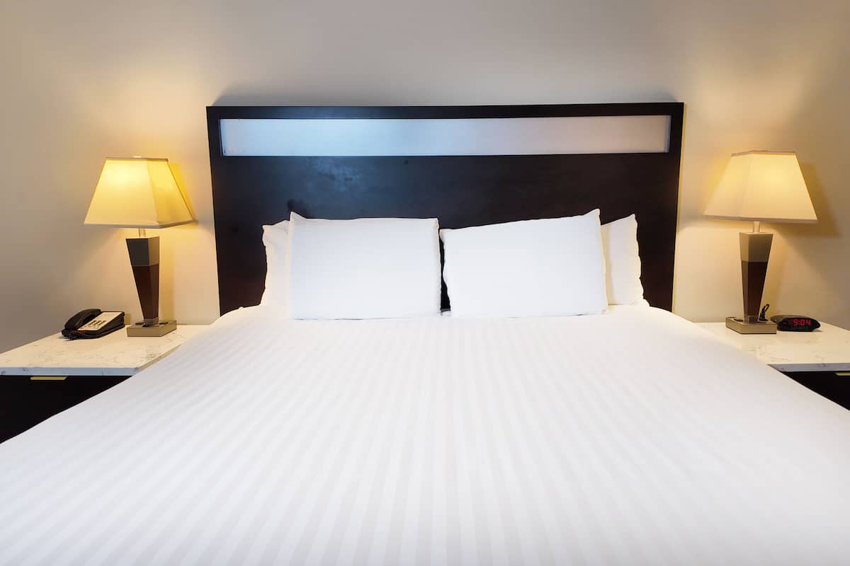 Standaard suite, 1 kingsize bed | Een kluis op de kamer, een bureau, een strijkplank/strijkijzer