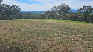 A grassy field with trees and a distant view of a town. - Quiet house with great views and a 5 min drive to town (Wallan)