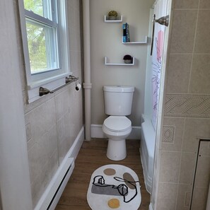 Séchoir à cheveux, serviettes fournies, savon, shampooing