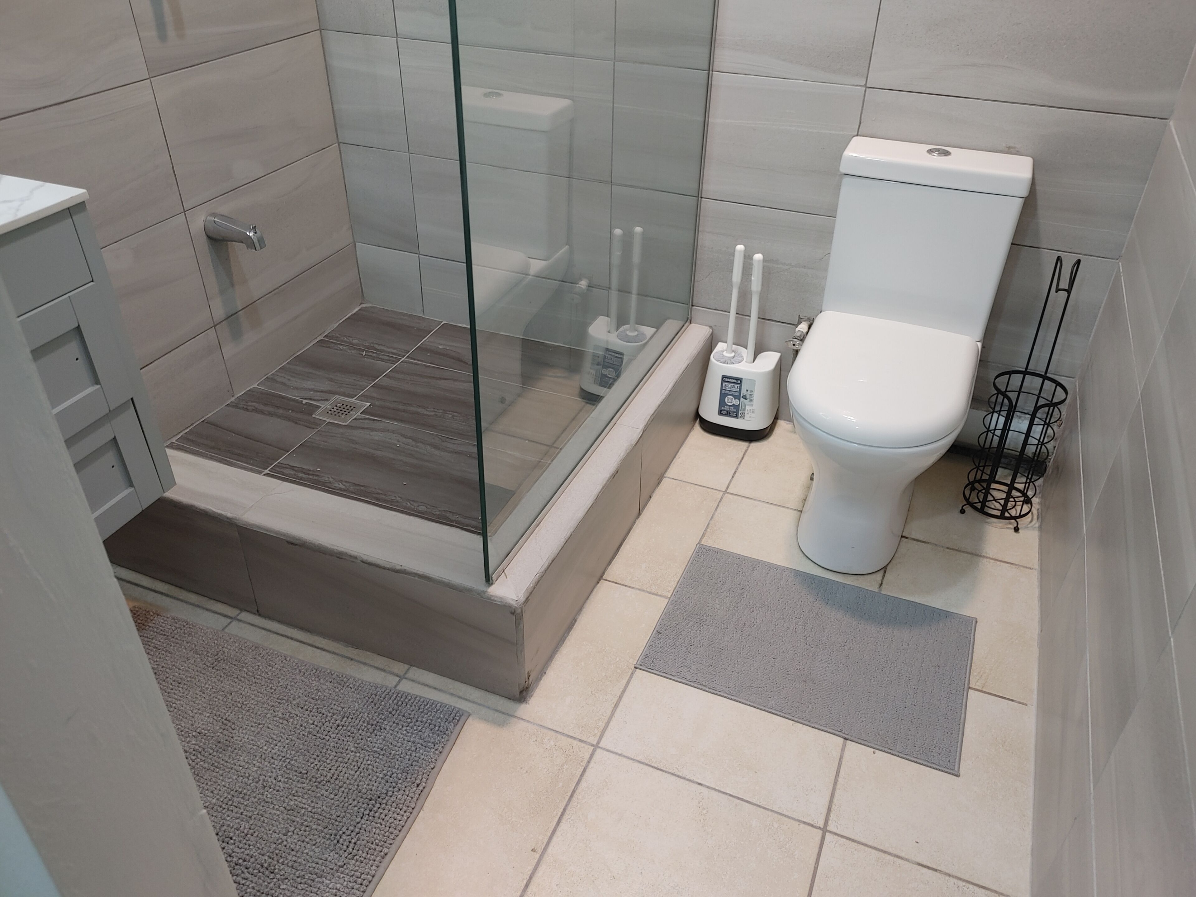 Ducha, toallas, jabón y papel higiénico