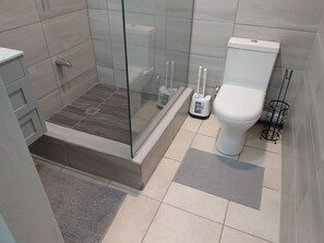 シャワー、タオル、石鹸、トイレットペーパー