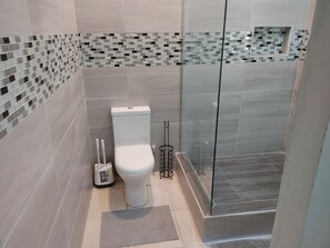 Dusche, Handtücher, Seife, Toilettenpapier