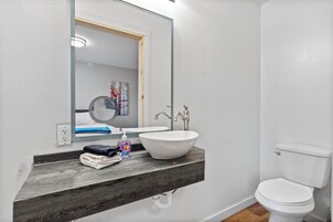 Shower, towels, soap, shampoo